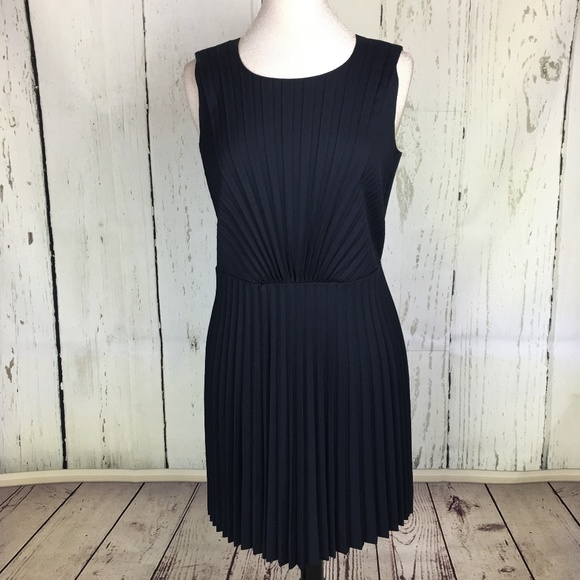 DKNY Accordion-Pleated Wool Blend Sheath Dress - Picture 1 of 7